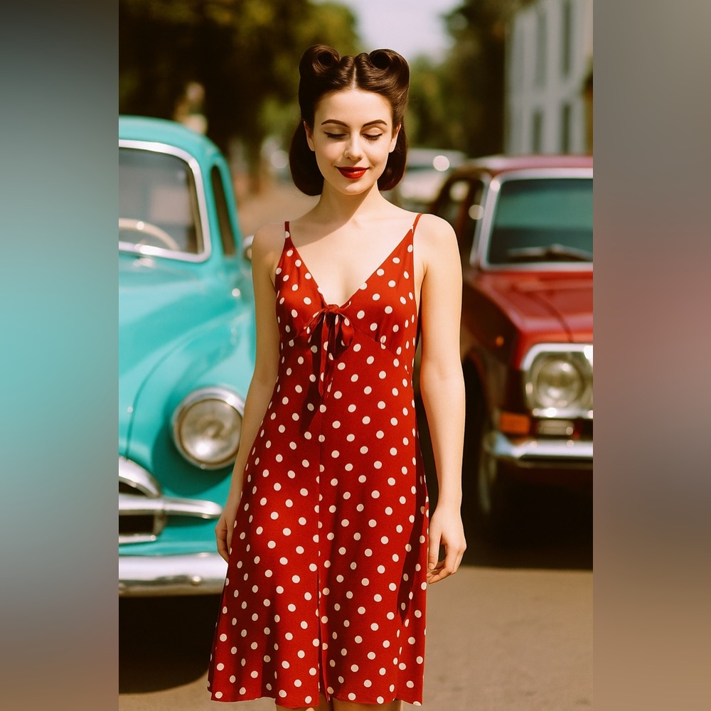 Nasty Gal Red and White Polka Dot Dress